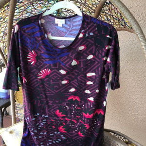 Lularoe Irma Tunic NWT Floral Purple Pink XXS